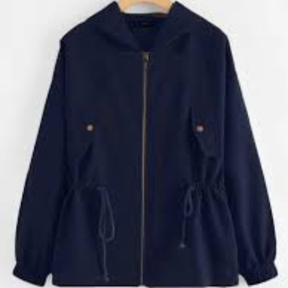 Drawstring Waist Hooded Jacket